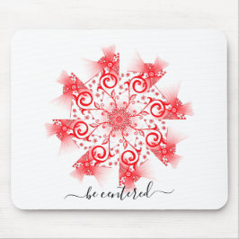 Roter Mandala-Fraktal-Doodle zentrieren Mousepad