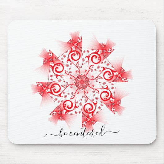 Roter Mandala-Fraktal-Doodle zentrieren Mousepad (Vorne)