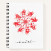 Roter Mandala-Fraktal-Doodle zentrieren Notizblock (Vorderseite)