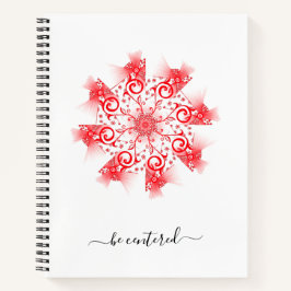 Roter Mandala-Fraktal-Doodle zentrieren Notizblock