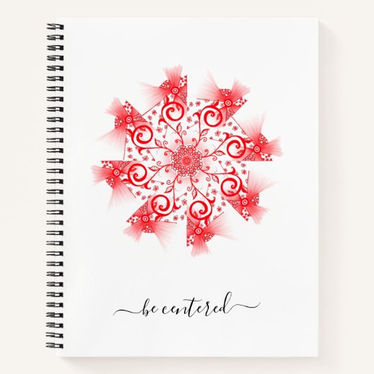 Roter Mandala-Fraktal-Doodle zentrieren Notizblock (Vorderseite)