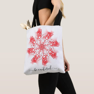 Roter Mandala-Fraktal-Doodle zentrieren Tasche