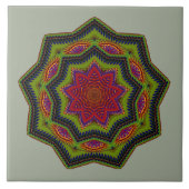 Roter Mandala Star Fliese (Vorderseite)