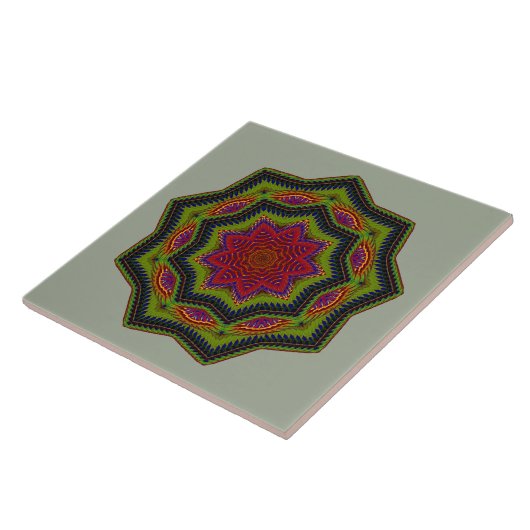 Roter Mandala Star Fliese (Seite)