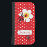 Roter Marienkäferpolka-Blumenmädchen iPhone Galaxy S4 Geldbeutel Hülle<br><div class="desc">Niedlicher ursprünglicher roter Marienkäfer/Marienkäfer auf Blumen einer Rotpolkas scherzt iphone Fall. Liest Jacqueline,  oder Sie können mit Ihrem eigenen Namen personifizieren. Ausschließlich entworfen durch Sarah Trett.</div>