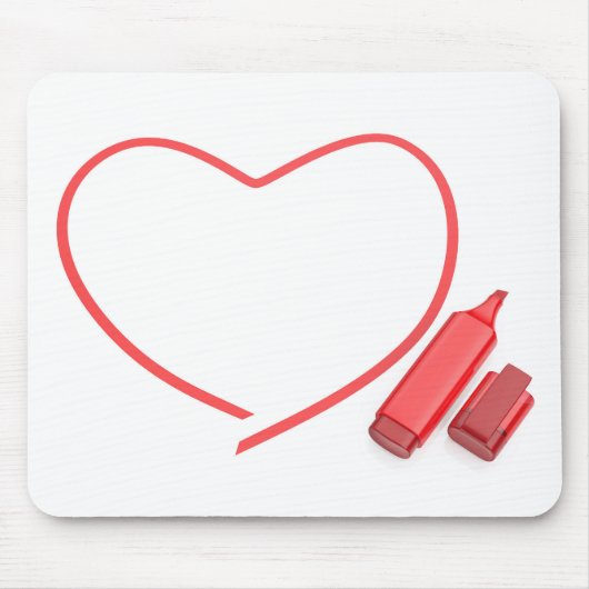 Roter Marker und rotes Herz Mousepad (Vorne)