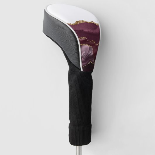 Roter Marmor Agate Golden Glitzer Stilvolles Glam Golf Headcover (angewinkelt)