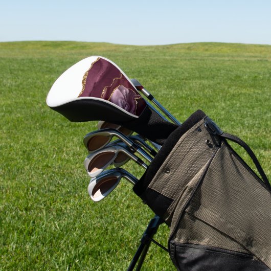 Roter Marmor Agate Golden Glitzer Stilvolles Glam Golf Headcover (In SItu)