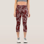 Roter Marmor Capri Leggings (Vorderseite)