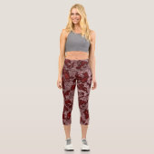 Roter Marmor Capri Leggings (Vorderseite)
