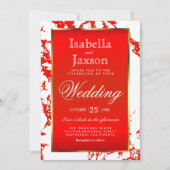 Roter Marmor, Gold und Weiß - Einladung (Vorderseite)