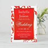 Roter Marmor, Gold und Weiß - Einladung (Stehend Vorderseite)