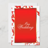 Roter Marmor, Gold und Weiß - Einladung (Rückseite)