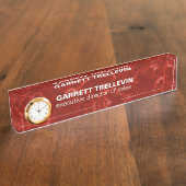 Roter Marmor mit weißen Venen Namensplakette (Seite)