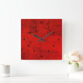 Roter Marmor, Regenbogenart Quadratische Wanduhr (Zuhause)