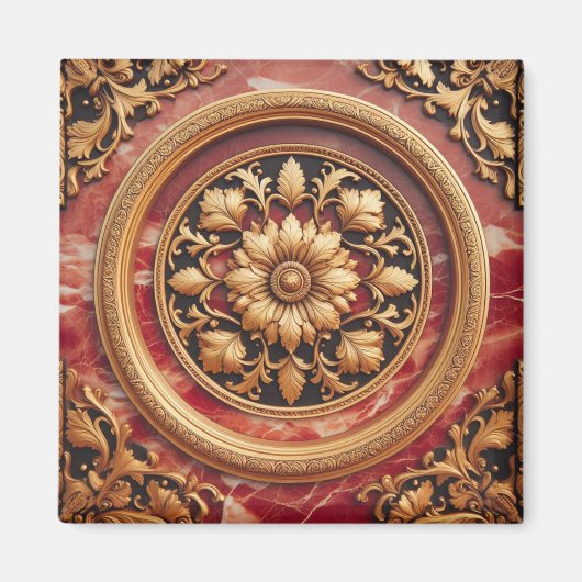 Roter Marmor und Gold Magnet (Vorne)