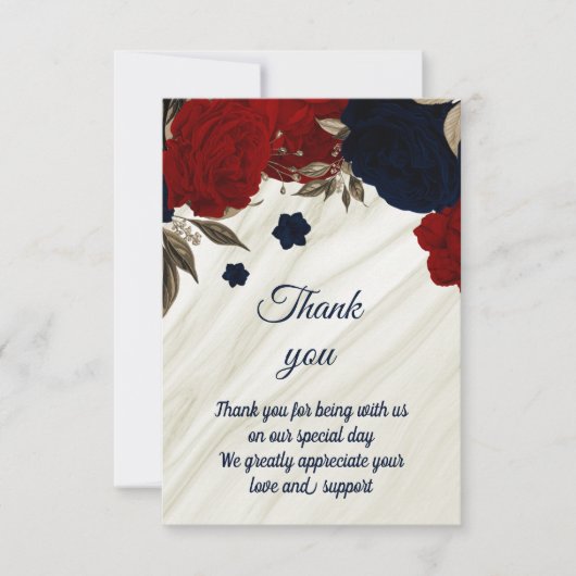 Roter Marmor und Marmor Dankeskarte (Vorderseite)