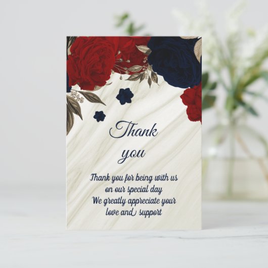 Roter Marmor und Marmor Dankeskarte (Stehend Vorderseite)