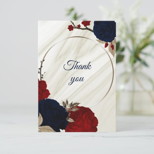 Roter Marmor und Marmor Dankeskarte (Stehend Vorderseite)