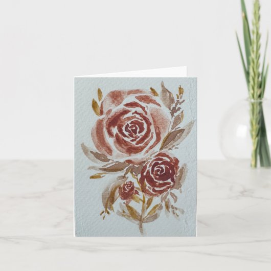 Roter Maroon Rose Aquarellfarbe Karte (Vorderseite)