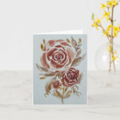 Roter Maroon Rose Aquarellfarbe Karte (Gelbe Blume)