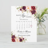 Roter Marsala Rosa Rosa Rosa Goldbarsch Save The Date (Stehend Vorderseite)