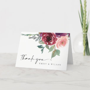 ROTER MARSALA-ROSÉ-FLOWER-WATERCOLOR-HOCHZEIT DANKESKARTE