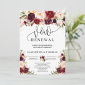 Roter Marsala-Rote Bordeaux-Chic-Erneuerung Einladung (Stehend Vorderseite)