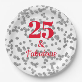 Roter Meilenstein - Geburtstag - Teller auf Papier