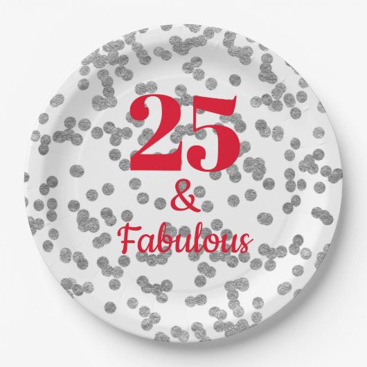 Roter Meilenstein - Geburtstag - Teller auf Papier (Vorderseite)