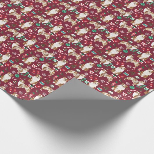 Roter Merle Australian Shepherd Weihnachten Cranbe Geschenkpapier (Ecke)
