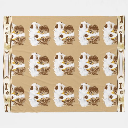 Roter Merle australisches w/Tan verlässt cust. Fleecedecke (Vorderseite (Horizontal))