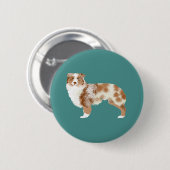 Roter Merle-Button Button (Vorne & Hinten)