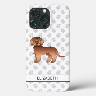 Roter Mini Goldendoodle Cartoon-Hund & Name Case-Mate iPhone Hülle