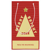 Roter minimalistischer Christbaum-Name Kleine Geschenktüte (Rückseite)