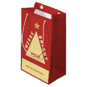 Roter minimalistischer Christbaum-Name Kleine Geschenktüte (Vorderseite Schrägansicht)