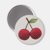 Roter Minimalistischer Oma Frucht Crochet Cherry Magnet (Vorderseite/Rückseite)
