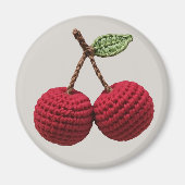Roter Minimalistischer Oma Frucht Crochet Cherry Magnet (Vorne)