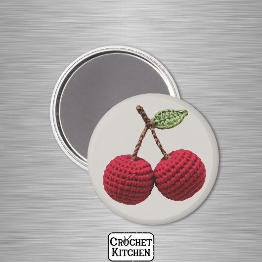 Roter Minimalistischer Oma Frucht Crochet Cherry Magnet