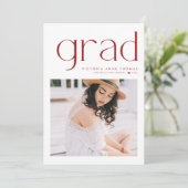 Roter Minimalistischer Typografie Foto Abschluss Ankündigung (Stehend Vorderseite)