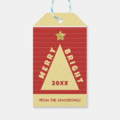 Roter minimalistischer Weihnachtsbaum-Name Geschenkanhänger (Rückseite)