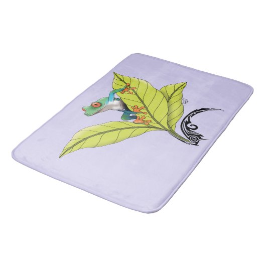 Roter Mit Augen Baum Frosch Badematte (Schrägansicht)