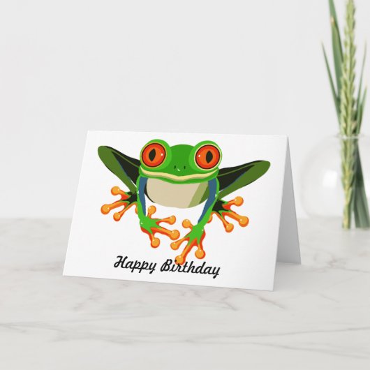 Roter mit Augen Baum-Frosch-Geburtstag Karte (Vorderseite)