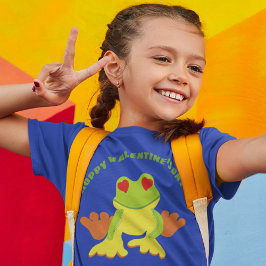 Roter Mit Augen Baum Frosch-Hoppy-Valentinstag T-Shirt