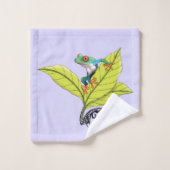 Roter Mit Augen Baumfrosch Badhandtuch Set (Waschlappen)