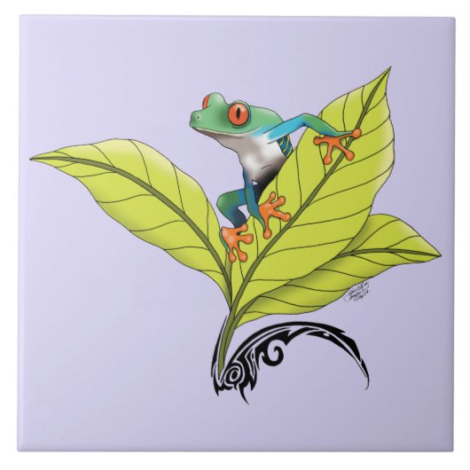 Roter Mit Augen Baumfrosch Fliese (Vorderseite)