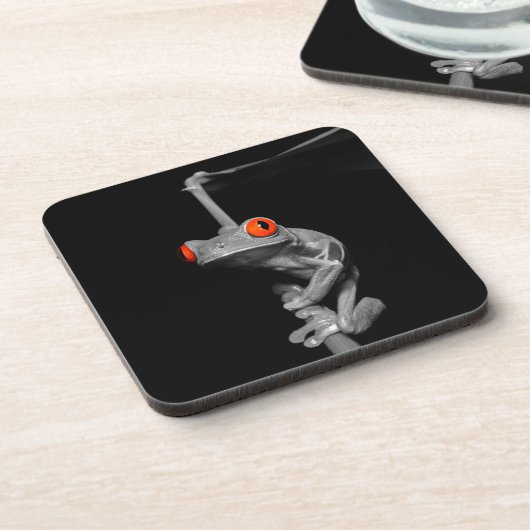 Roter Mit Augen Baumfrosch Getränkeuntersetzer (Linke Seite)