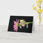 roter mit Augen Baumfrosch Karte (Gelbe Blume)