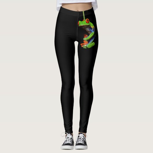 Roter Mit Augen Baumfrosch Leggings (Vorderseite)