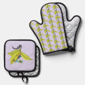 Roter Mit Augen Baumfrosch Ofenhandschuh & Topflappen-Set (Vorderseite/Rückseite)